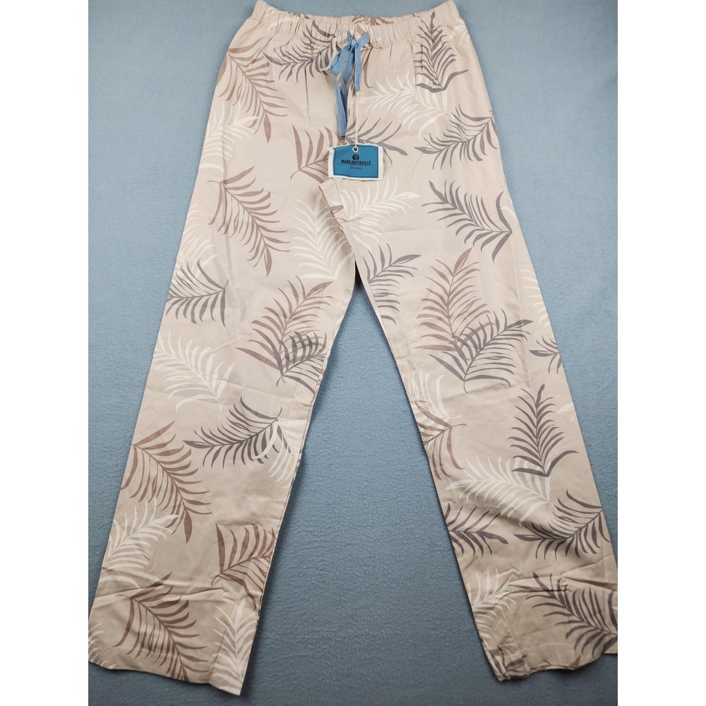 Margaritaville Pajama Pants Womens XS Beige Tropical Leaf Lounge Sleepwear NWT